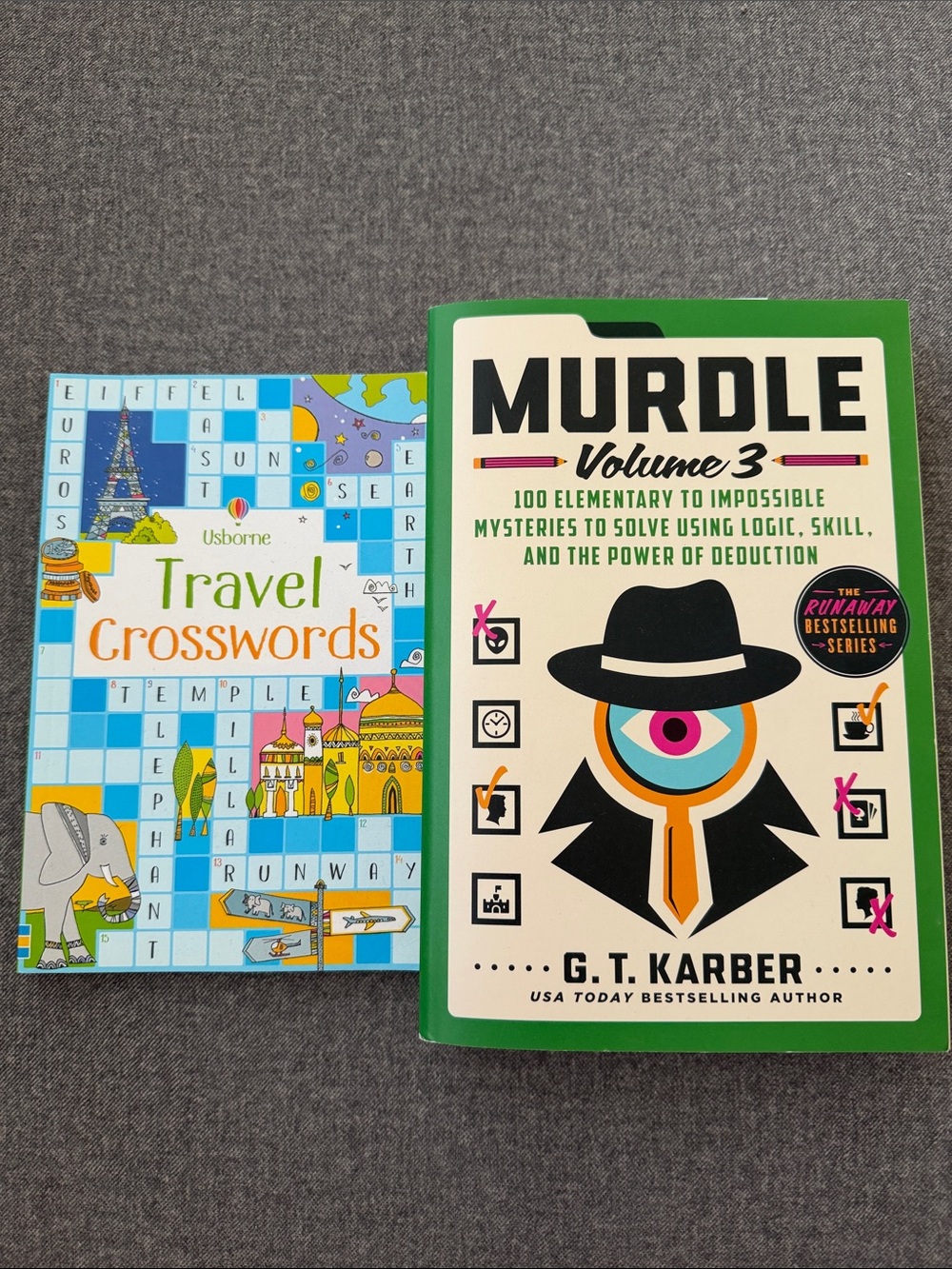 MURDLE Volume 3 and a Travel Crosswords book - New